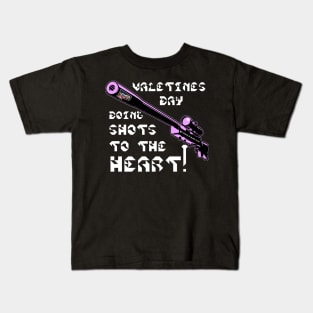 Valentines Day Doing Shots To The HEART! v. Code Pink Wht Text Kids T-Shirt